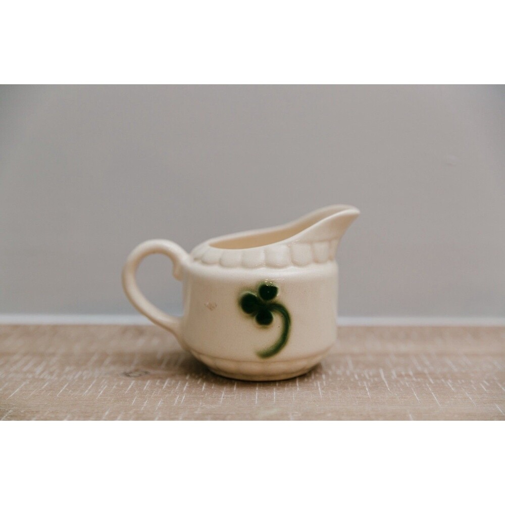Cream Ceramic Shamrock Ivy Creamer Small Pitcher USA